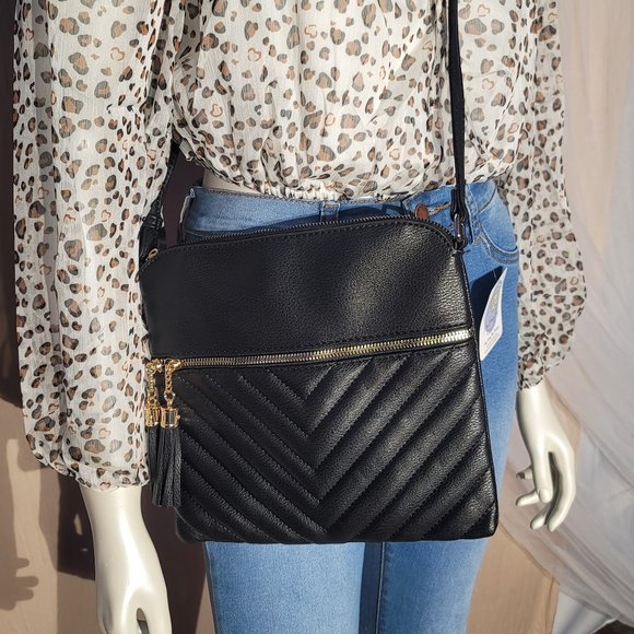Handbags - Black and Gold Crossbody